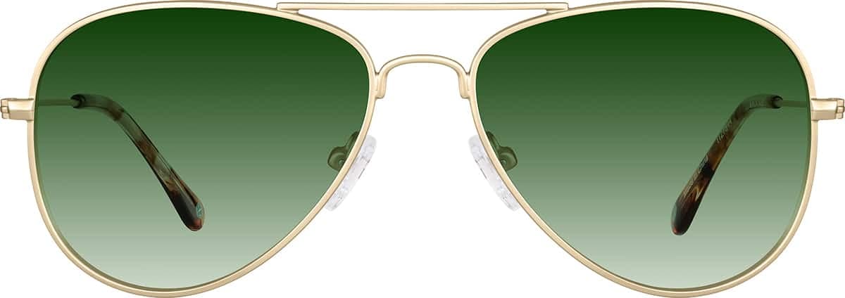Gold Zenni aviator sunglasses, front view