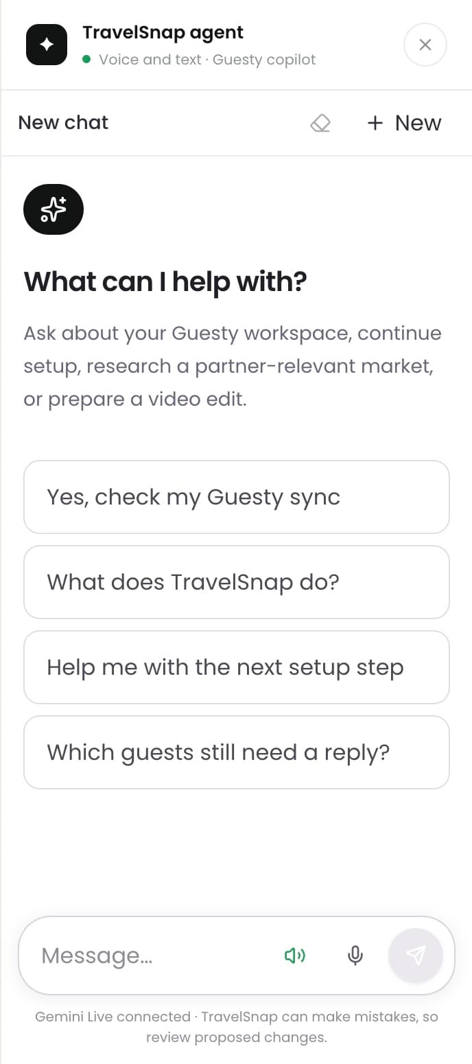 Travi voice and text AI agent for a Guesty workspace